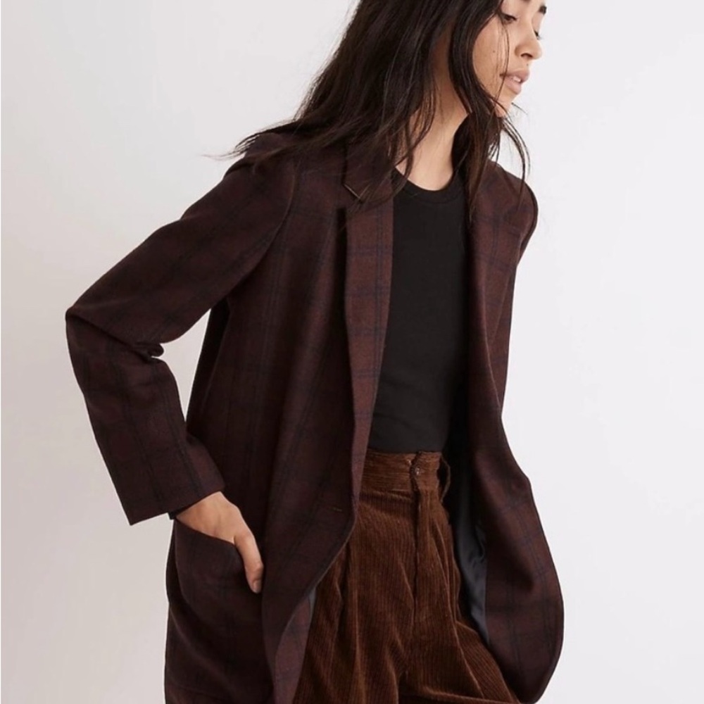 Madewell Larsen Blazer in Windowpane Raisin